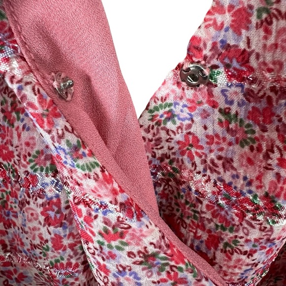 Skies Are Blue Pink Floral Ruffle Tiered Mini Dress Adjustable Spaghetti Straps - Picture 5 of 8